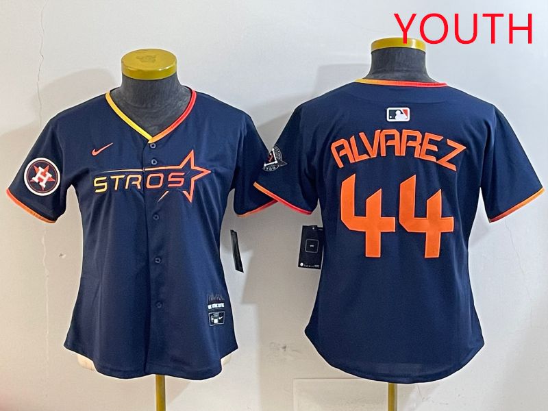 Youth Houston Astros #44 Alvarez Drak Blue Three generations Joint Name 2025 Nike MLB Jersey style 41010->youth mlb jersey->Youth Jersey